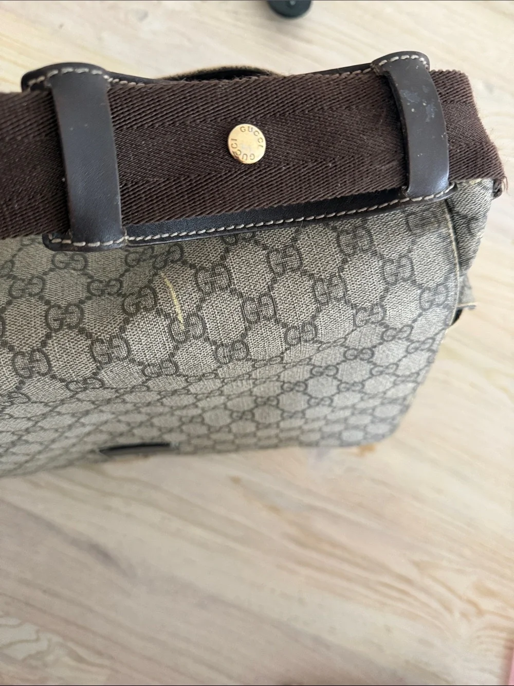 Designer-Style Beige Monogram Messenger Bag